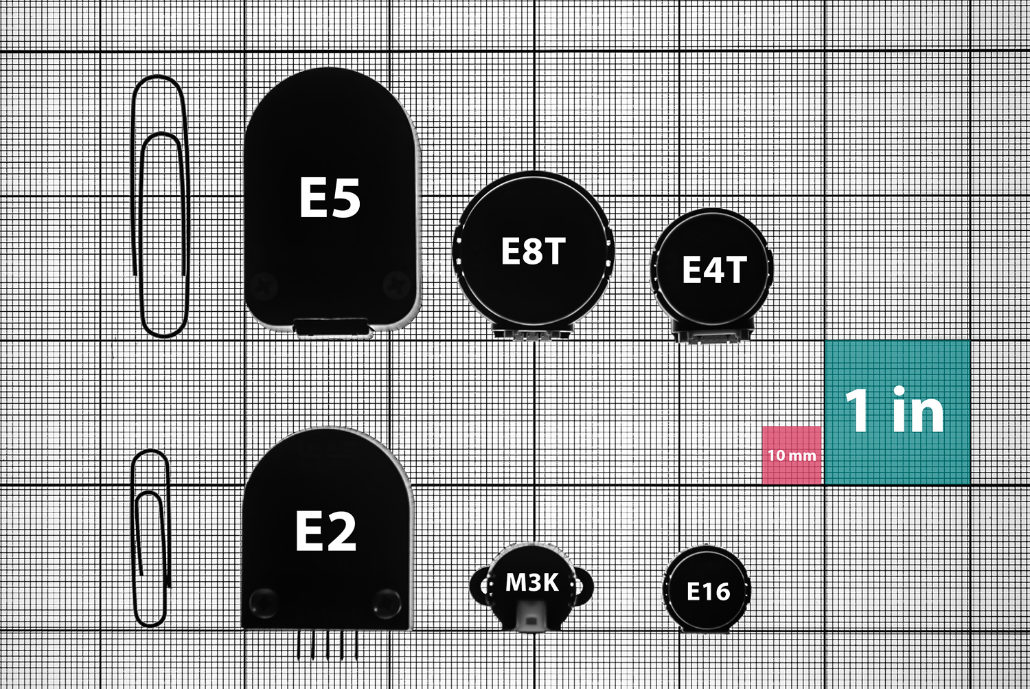 Encoder Size Comparison Chart - small rotary encoder